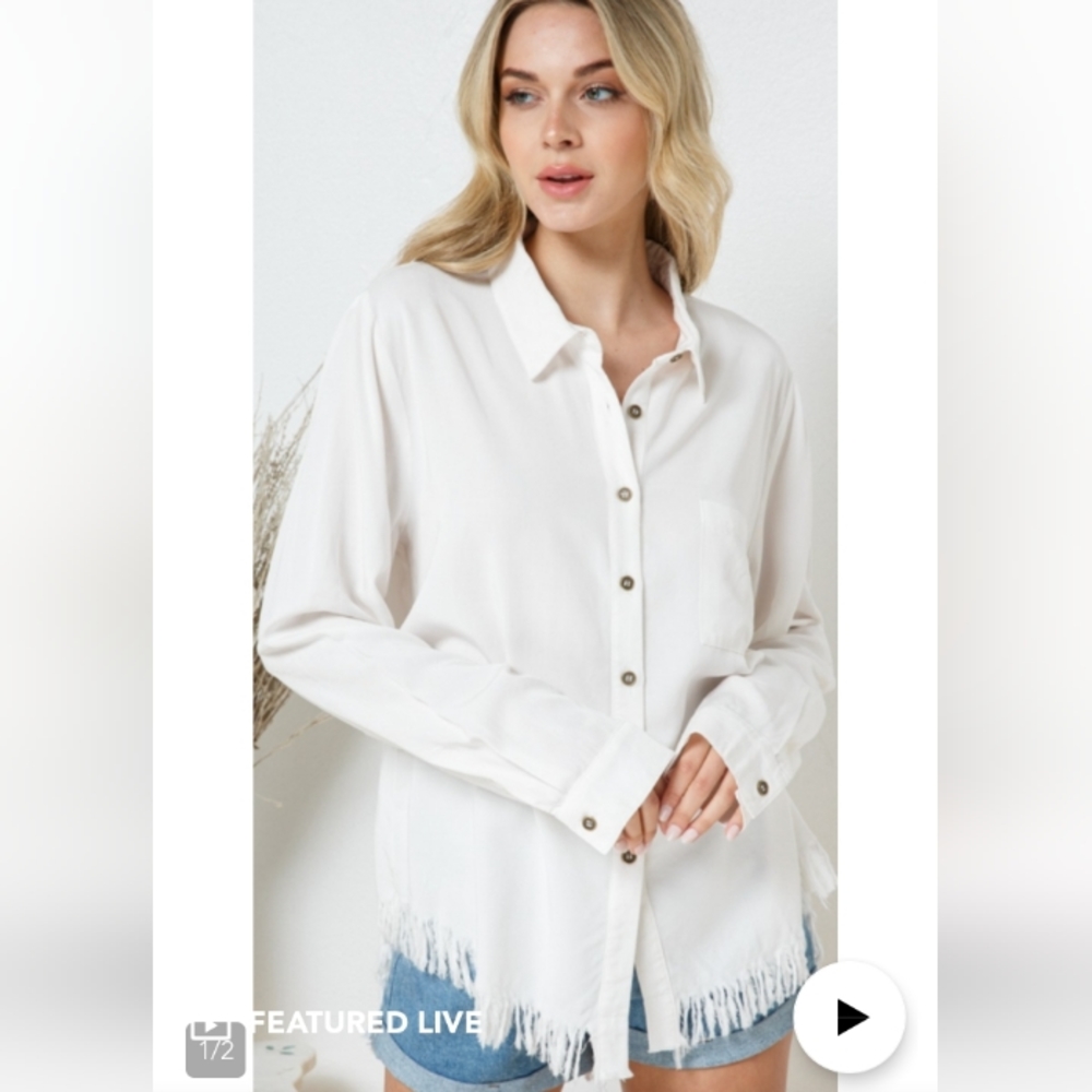 Blue B Button Up Top